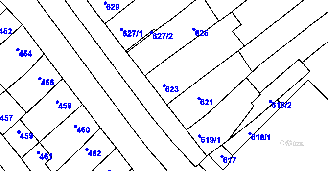 Parcela st. 623 v KÚ Otnice, Katastrální mapa