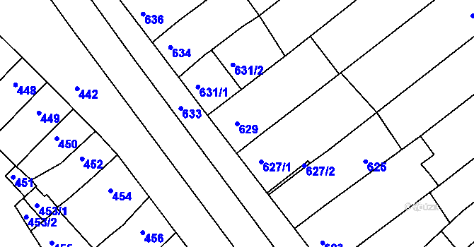 Parcela st. 629 v KÚ Otnice, Katastrální mapa