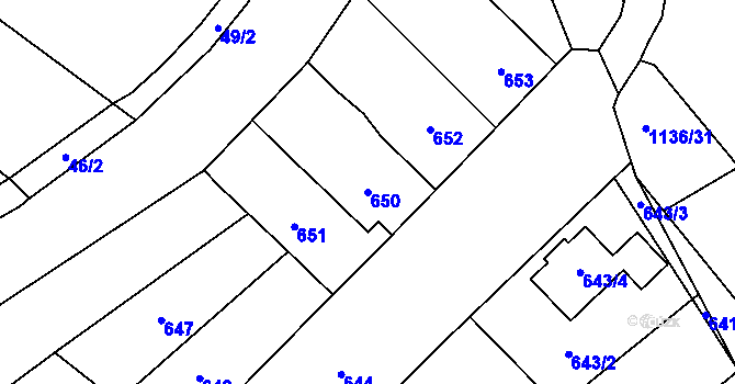 Parcela st. 650 v KÚ Otnice, Katastrální mapa