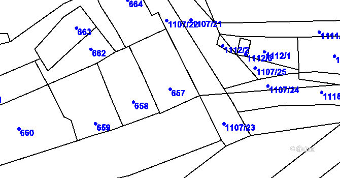 Parcela st. 657 v KÚ Otnice, Katastrální mapa