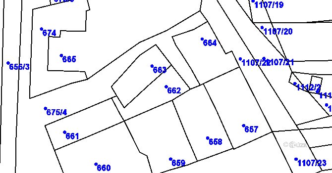 Parcela st. 662 v KÚ Otnice, Katastrální mapa