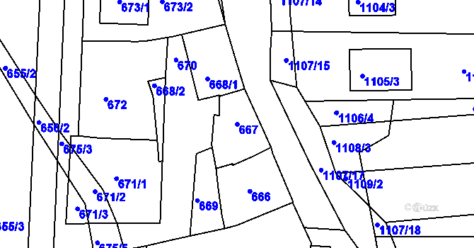 Parcela st. 667 v KÚ Otnice, Katastrální mapa
