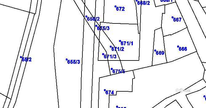 Parcela st. 671/3 v KÚ Otnice, Katastrální mapa