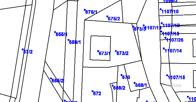 Parcela st. 673/1 v KÚ Otnice, Katastrální mapa