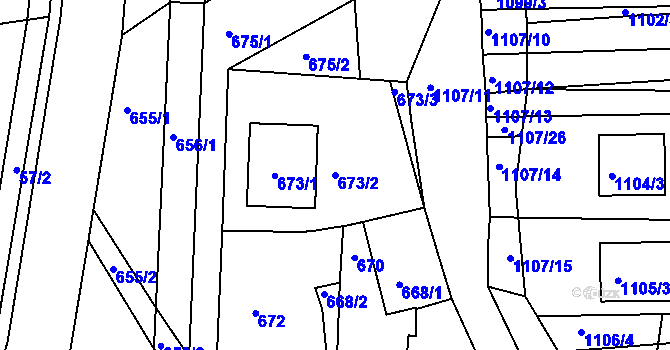 Parcela st. 673/2 v KÚ Otnice, Katastrální mapa