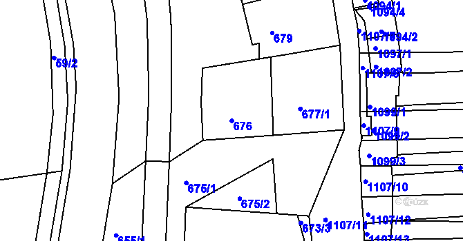 Parcela st. 676 v KÚ Otnice, Katastrální mapa