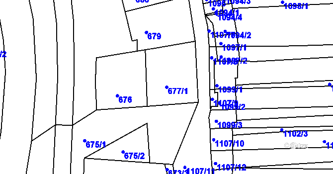 Parcela st. 677/1 v KÚ Otnice, Katastrální mapa