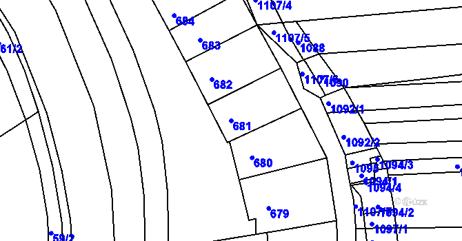 Parcela st. 681 v KÚ Otnice, Katastrální mapa
