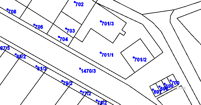 Parcela st. 701/1 v KÚ Otnice, Katastrální mapa
