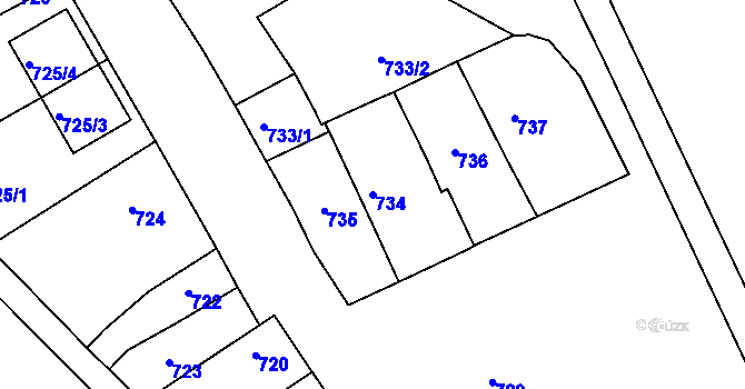 Parcela st. 734 v KÚ Otnice, Katastrální mapa