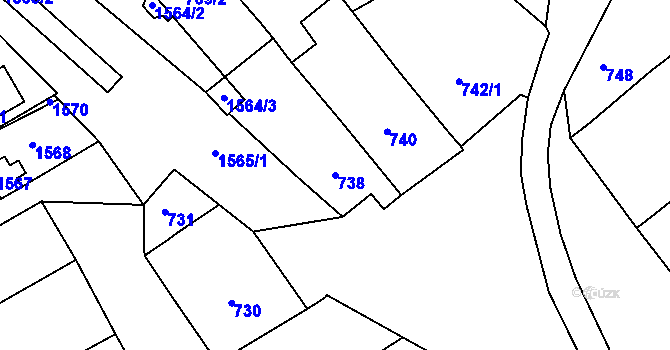 Parcela st. 738 v KÚ Otnice, Katastrální mapa