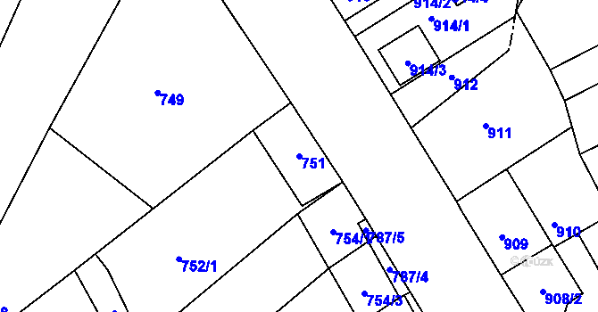 Parcela st. 751 v KÚ Otnice, Katastrální mapa