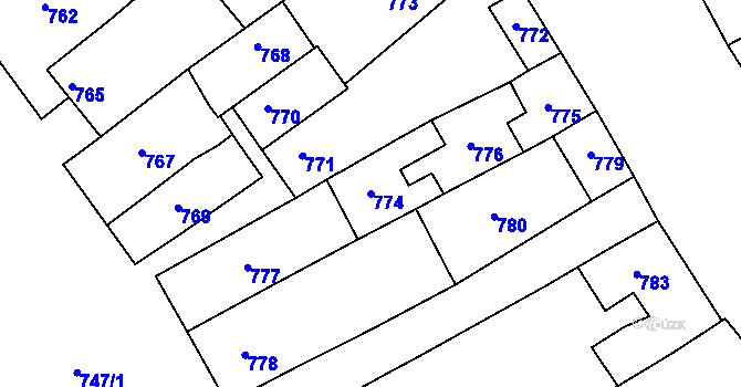 Parcela st. 774 v KÚ Otnice, Katastrální mapa