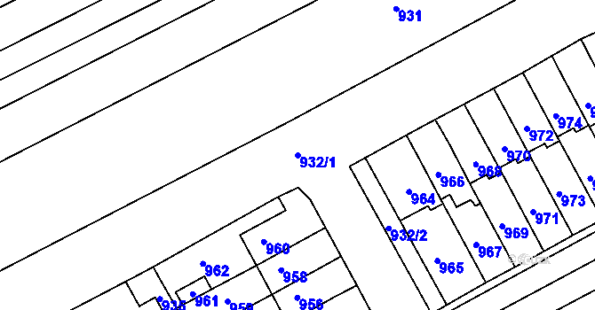 Parcela st. 932/1 v KÚ Otnice, Katastrální mapa