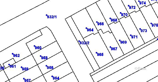 Parcela st. 932/2 v KÚ Otnice, Katastrální mapa
