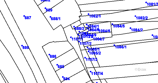 Parcela st. 1107/2 v KÚ Otnice, Katastrální mapa