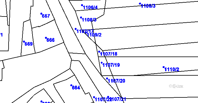 Parcela st. 1107/18 v KÚ Otnice, Katastrální mapa