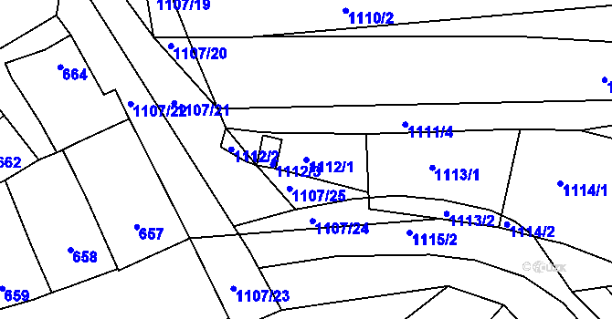 Parcela st. 1112/1 v KÚ Otnice, Katastrální mapa