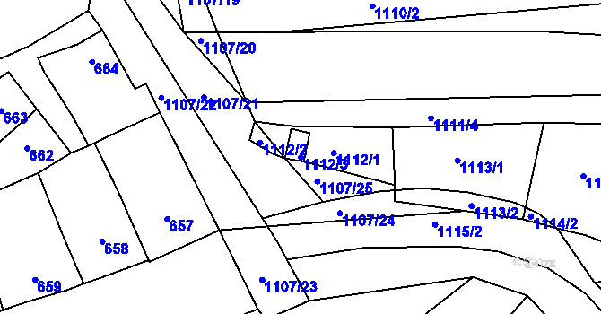 Parcela st. 1112/3 v KÚ Otnice, Katastrální mapa