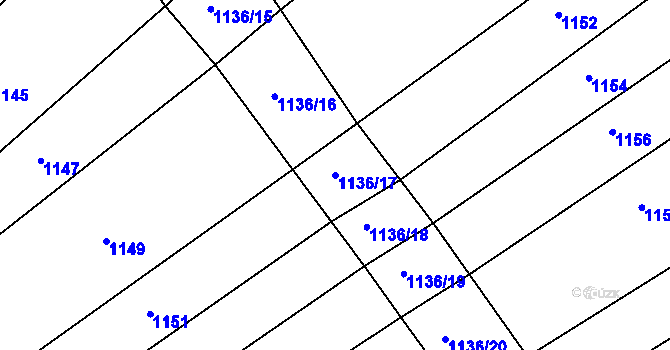 Parcela st. 1136/17 v KÚ Otnice, Katastrální mapa