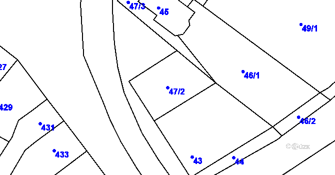 Parcela st. 47/2 v KÚ Otnice, Katastrální mapa
