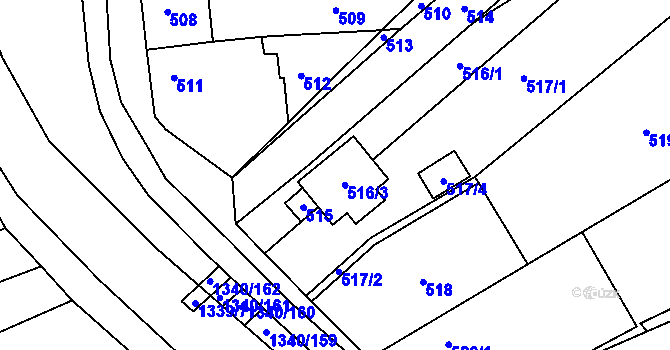 Parcela st. 516/3 v KÚ Otnice, Katastrální mapa