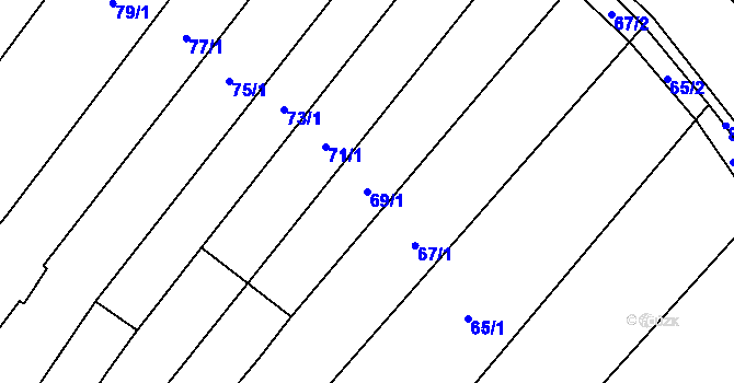Parcela st. 69/1 v KÚ Otnice, Katastrální mapa