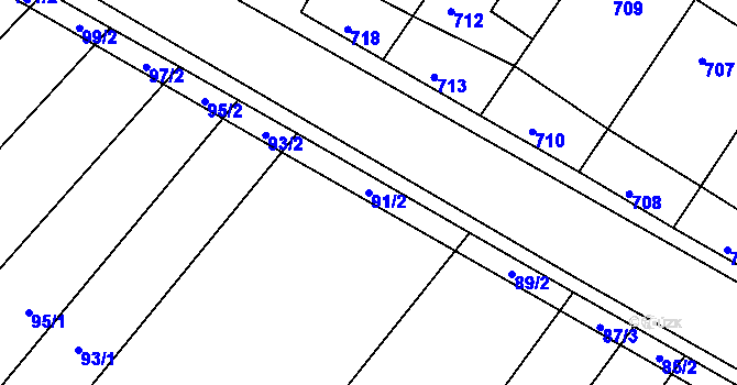 Parcela st. 91/2 v KÚ Otnice, Katastrální mapa