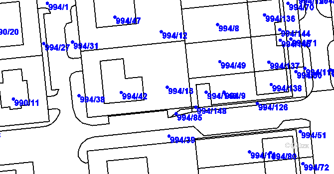 Parcela st. 994/13 v KÚ Otnice, Katastrální mapa