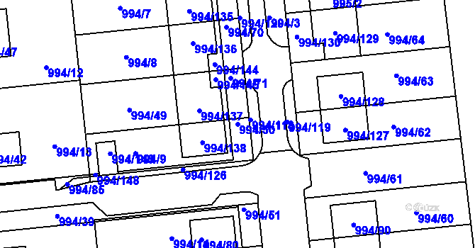 Parcela st. 994/50 v KÚ Otnice, Katastrální mapa
