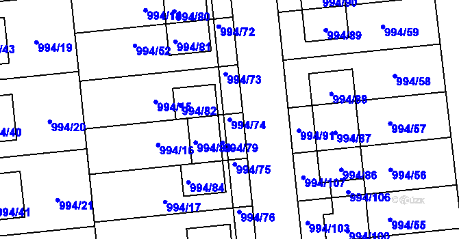 Parcela st. 994/74 v KÚ Otnice, Katastrální mapa