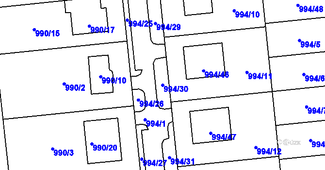 Parcela st. 994/30 v KÚ Otnice, Katastrální mapa
