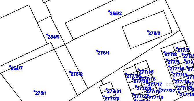Parcela st. 276/1 v KÚ Otnice, Katastrální mapa