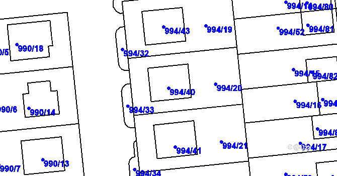 Parcela st. 994/40 v KÚ Otnice, Katastrální mapa
