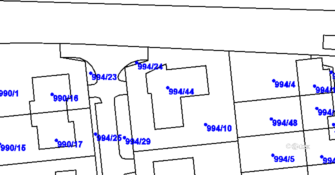 Parcela st. 994/44 v KÚ Otnice, Katastrální mapa