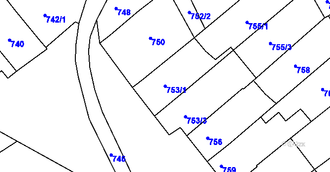Parcela st. 753/1 v KÚ Otnice, Katastrální mapa