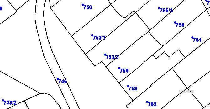 Parcela st. 753/3 v KÚ Otnice, Katastrální mapa