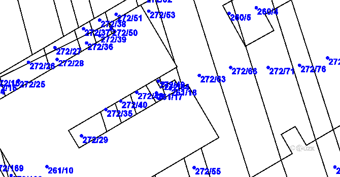Parcela st. 261/18 v KÚ Otnice, Katastrální mapa