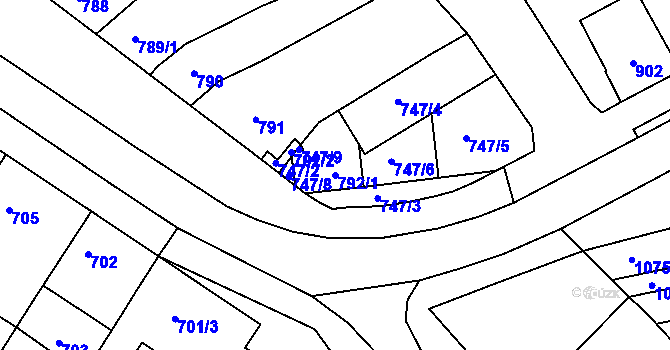 Parcela st. 792/1 v KÚ Otnice, Katastrální mapa
