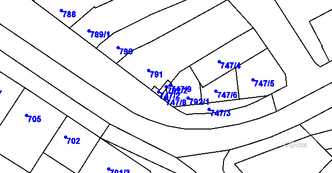 Parcela st. 792/2 v KÚ Otnice, Katastrální mapa