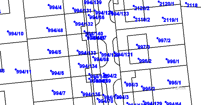 Parcela st. 994/122 v KÚ Otnice, Katastrální mapa