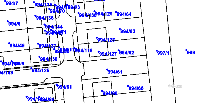 Parcela st. 994/127 v KÚ Otnice, Katastrální mapa