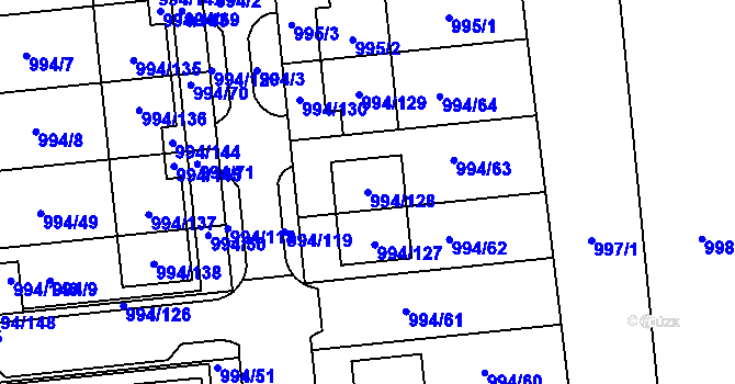 Parcela st. 994/128 v KÚ Otnice, Katastrální mapa