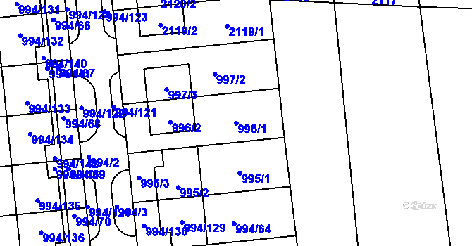 Parcela st. 996/1 v KÚ Otnice, Katastrální mapa