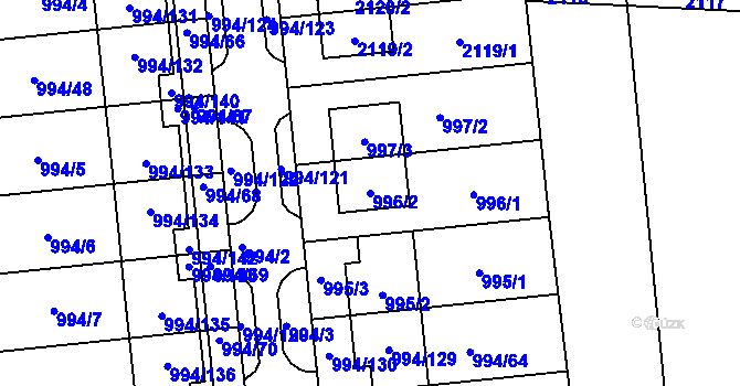 Parcela st. 996/2 v KÚ Otnice, Katastrální mapa