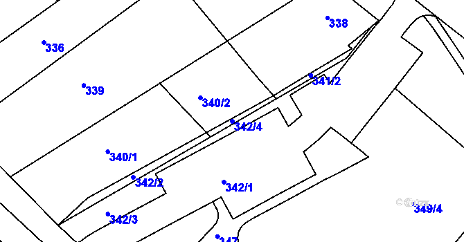Parcela st. 342/4 v KÚ Otnice, Katastrální mapa