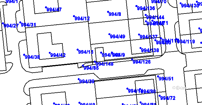 Parcela st. 994/146 v KÚ Otnice, Katastrální mapa