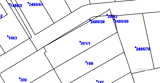Parcela st. 201/1 v KÚ Otnice, Katastrální mapa