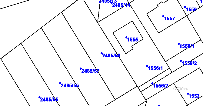 Parcela st. 2485/58 v KÚ Otnice, Katastrální mapa