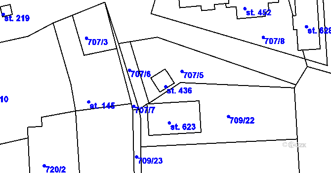 Parcela st. 436 v KÚ Otovice u Karlových Var, Katastrální mapa